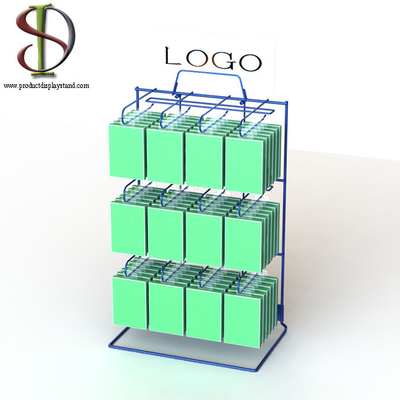 El alambre engancha soportes de exhibición de la sobremesa del metal del OEM con el armario trasero y el logotipo superior